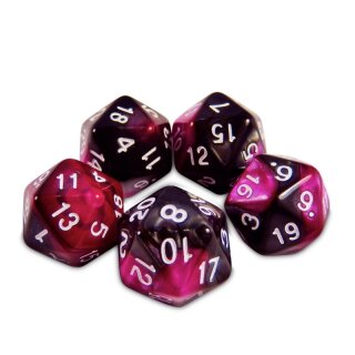 Spielwürfel W20 - Lila Marmor 20 mm (5)