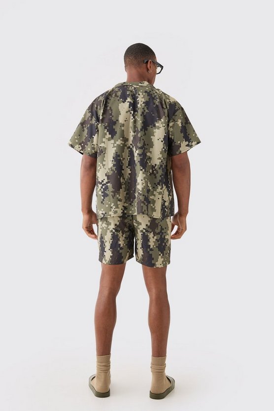 Kastiges Ripstop Camouflage Hemd & mittellange Badehose