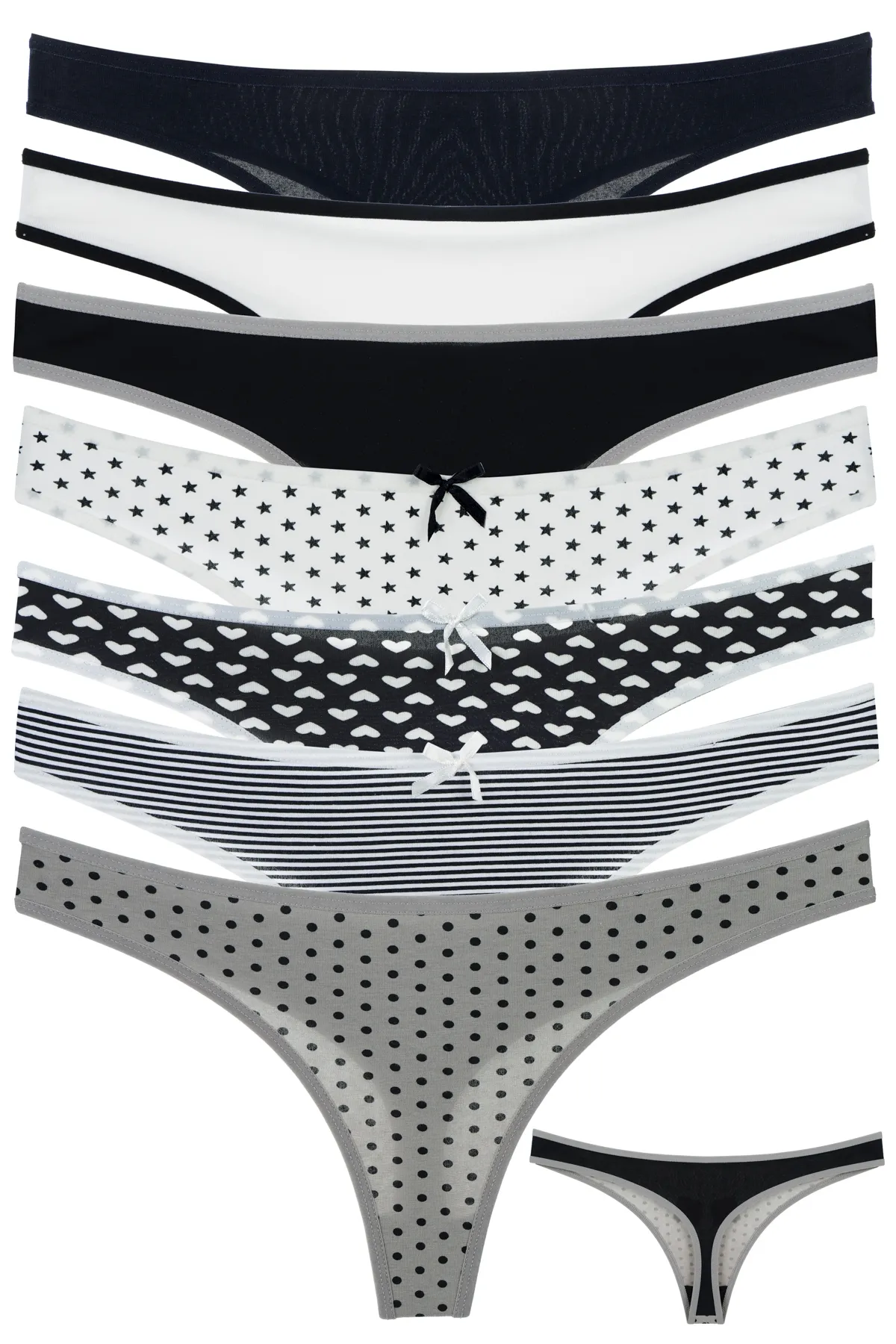 Nicoletta  Damen Höschen 7er Pack Lycra Tanga Bedruckt LACİ