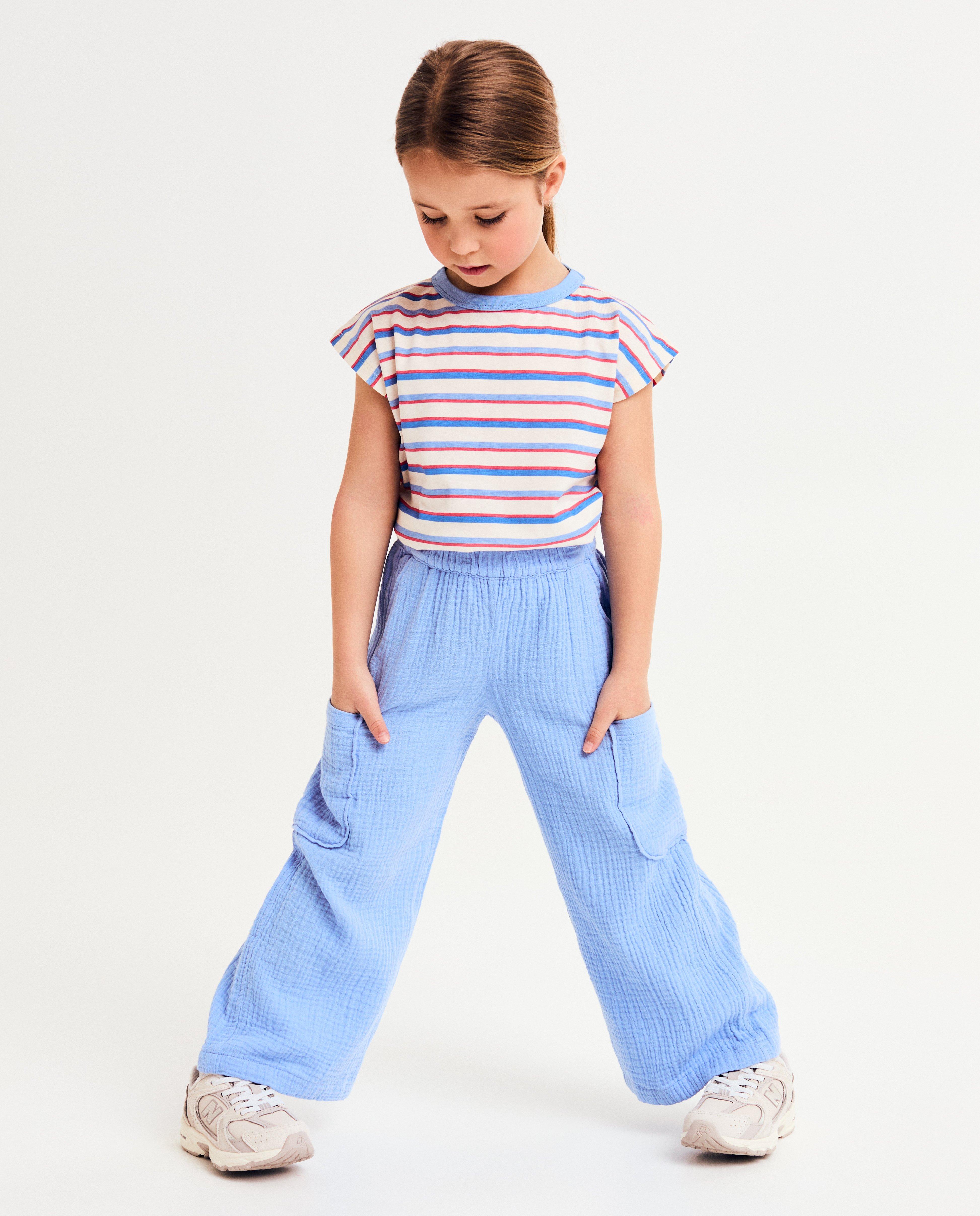 Pantaloni Tetra Besties, croială largă, albastru deschis
