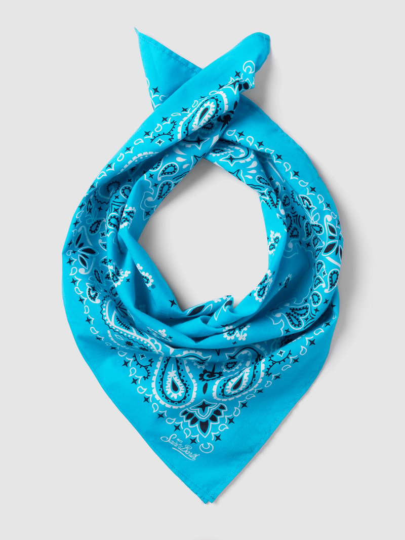 Schal mit Label-Print Modell 'FOULARD' in hellblau