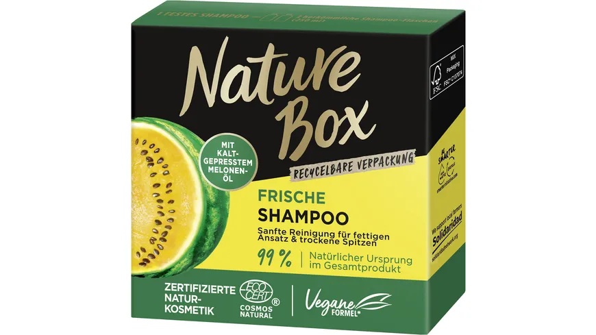 Nature Box festes Shampoo Frische mit Melonenöl 85 g