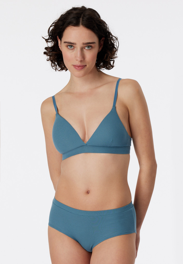 Soft-BH Doppelripp herausnehmbare Pads blaugrau - Pure Rib