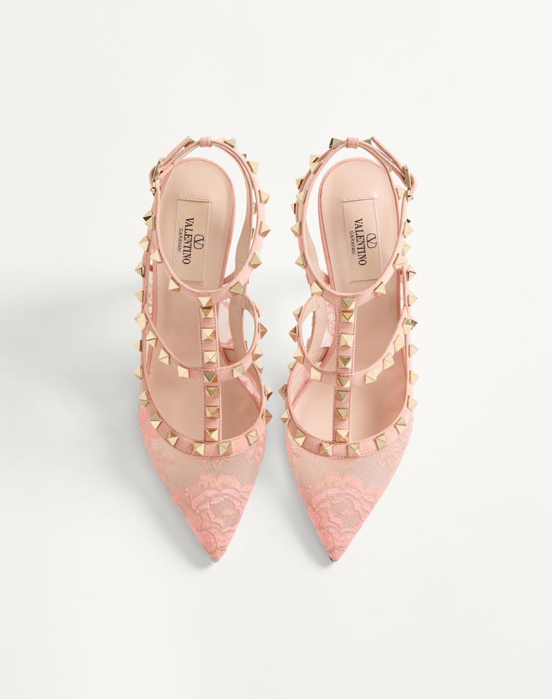 Rockstud pumps i blonde med 100 mm stropper