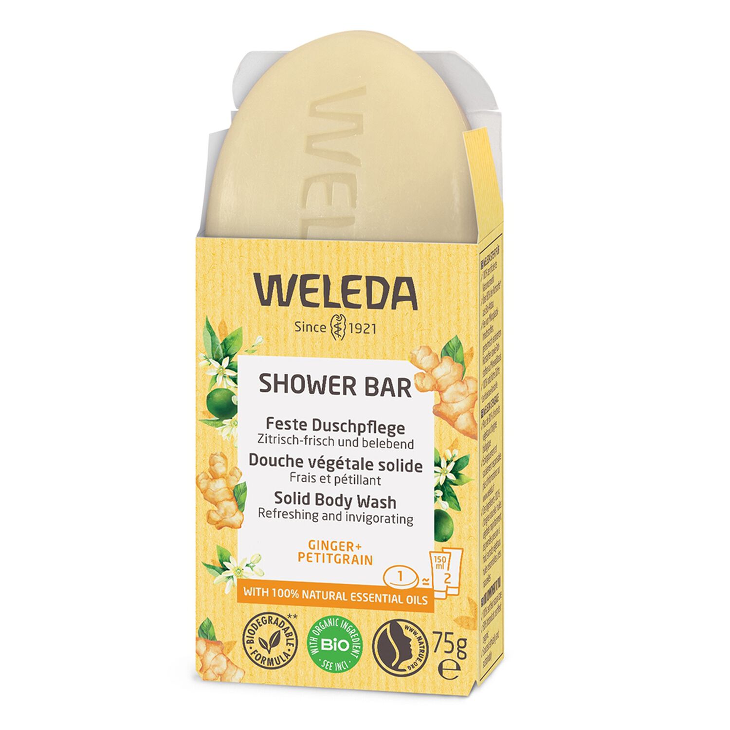 Weleda Gingembre + Petitgrain Douche végétale Solide 75g