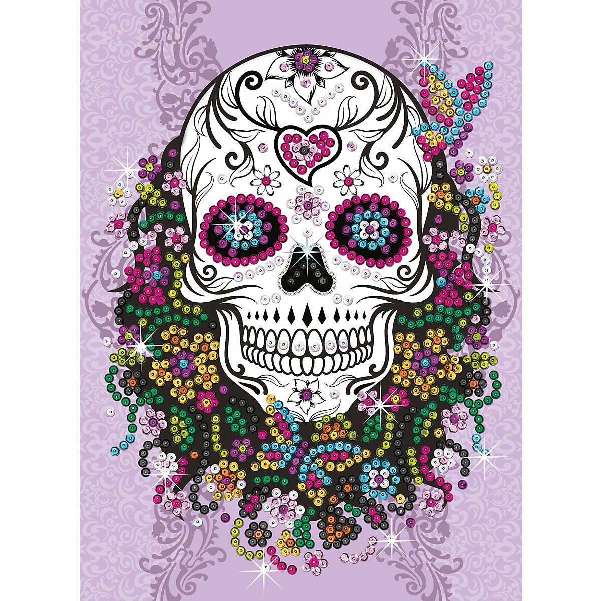 Sequin Art Teen Craft - Flower Skull