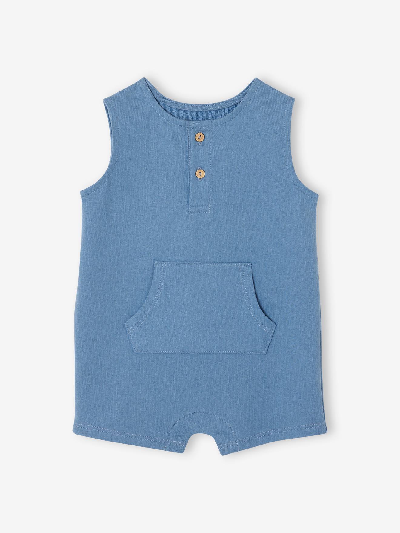 Vertbaudet Baby Kurzoverall aus Sweatware Oeko-Tex - himmelblau