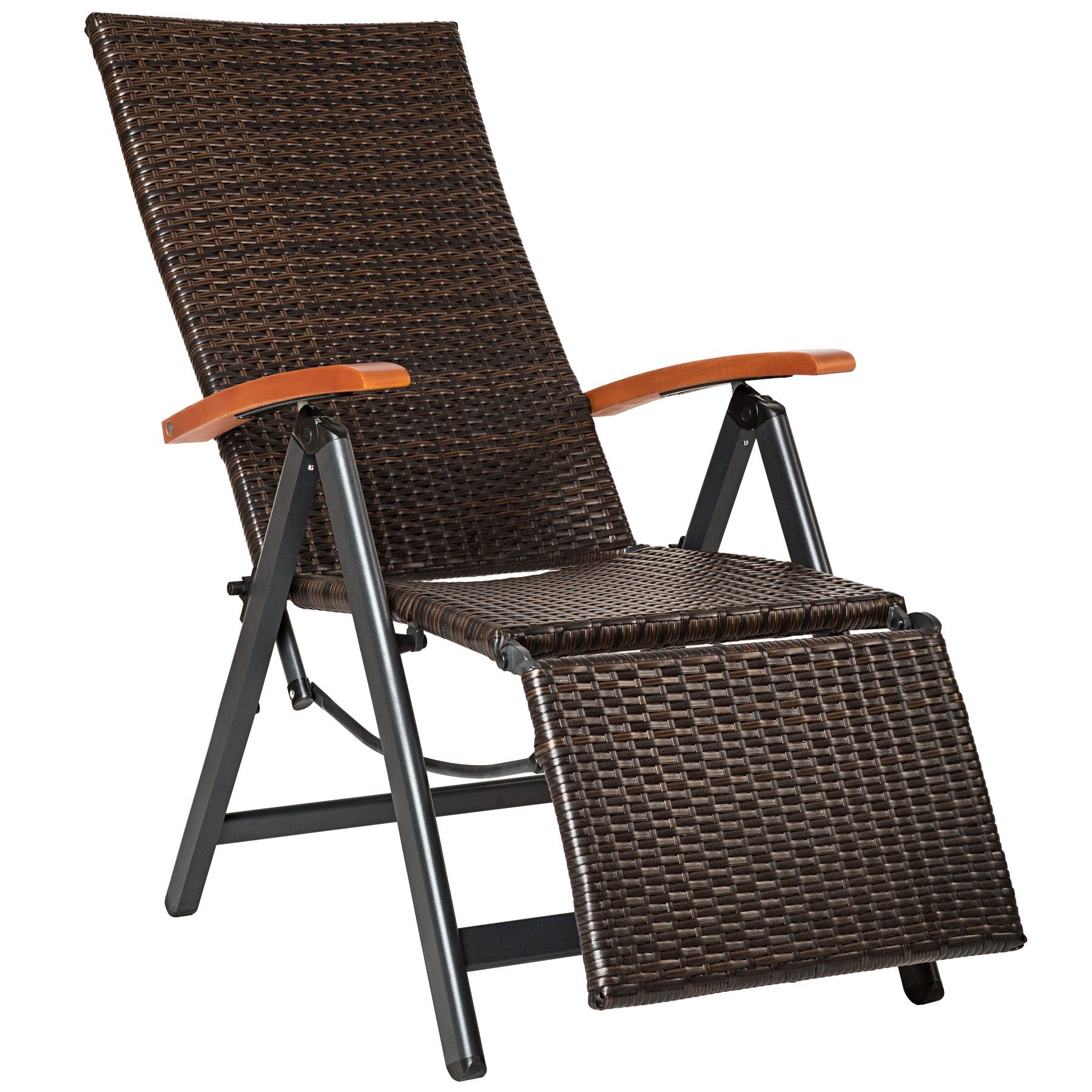 tectake Rattanstuhl Brisbane (1er, 1 St), Verstellbare Rückenlehne