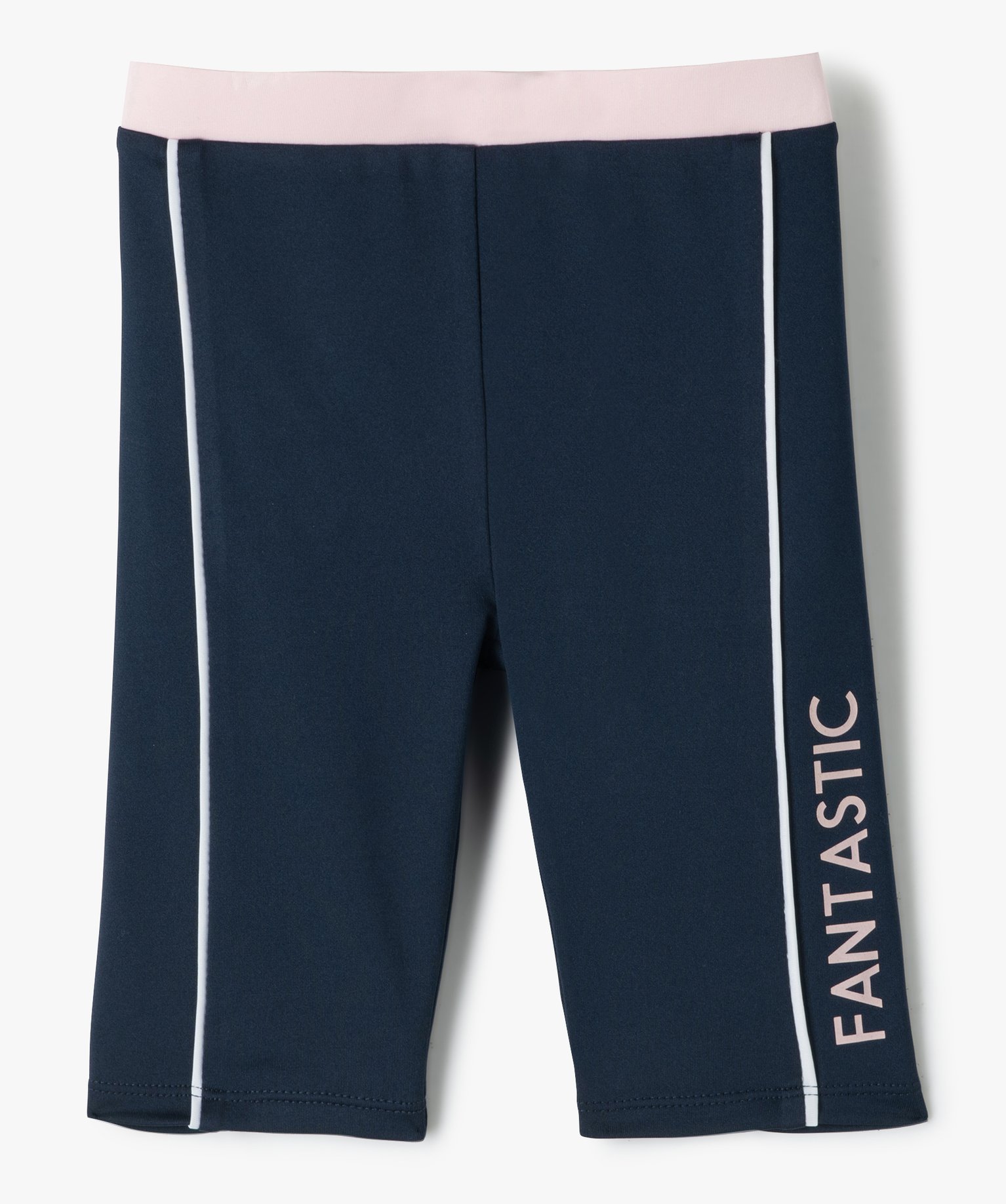 Legging de sport fille court à large ceinture élastique marine | GEMO
