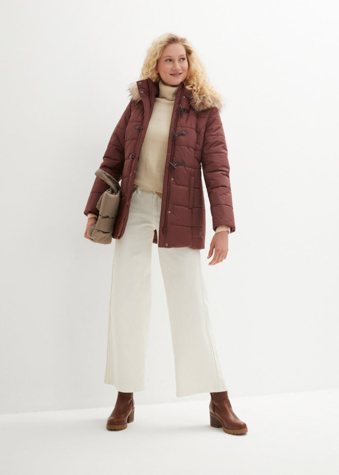 Duffle-Jacke mit Kapuze und Knebelknöpfen