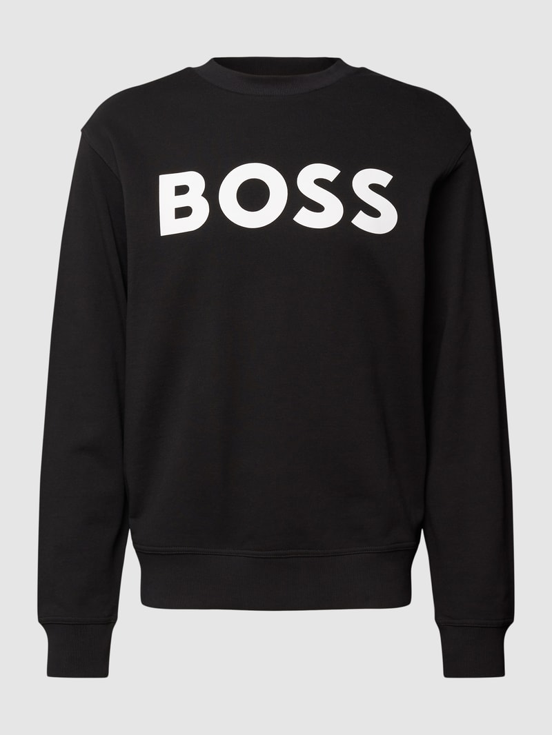Sweatshirt mit Label-Print in anthrazit meliert