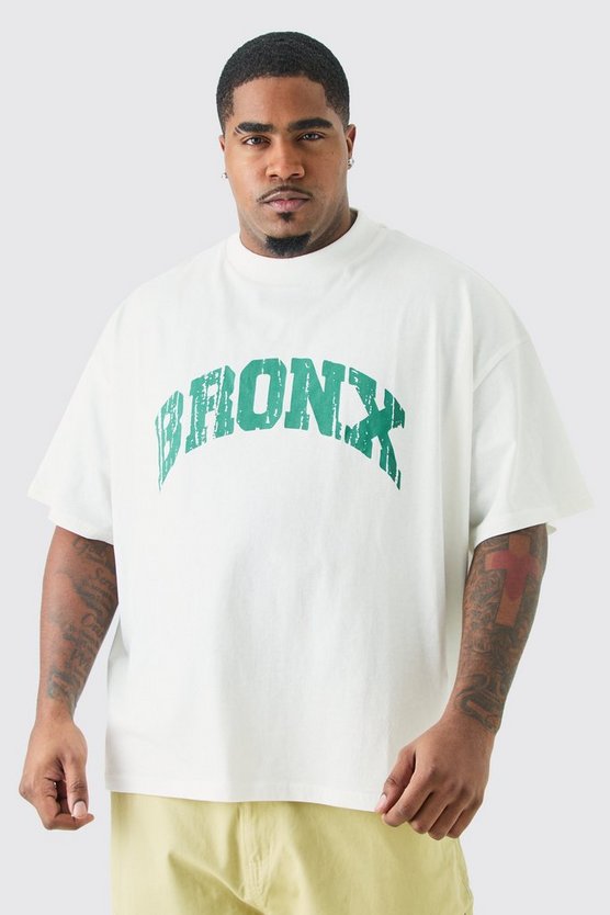 Plus kastiges Oversize T-Shirt mit Bronx-Print