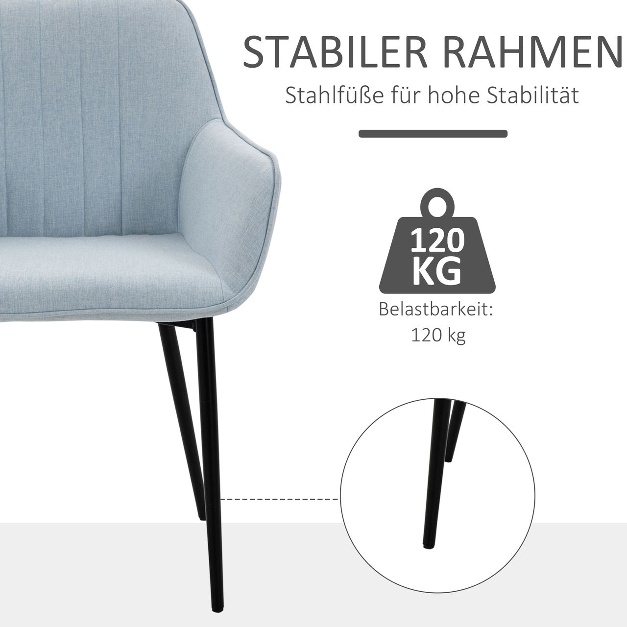 HOMCOM 2-teiliger Esszimmerstühle Essstühle Blau 59,5 x 56,5 x 81 cm