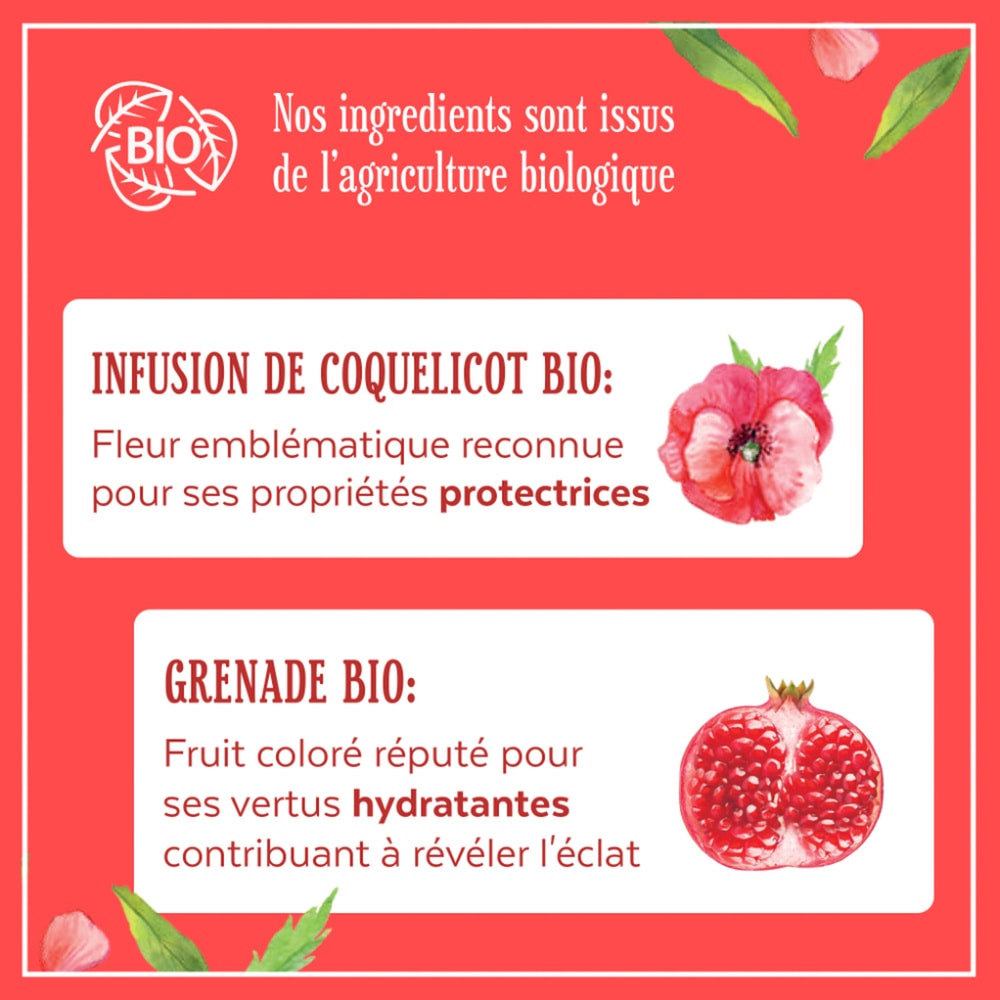 le petit marseillais Shampooing Infusion Couleur coquelicot et grenade Bio - Le flacon de 250 ml Shampoing