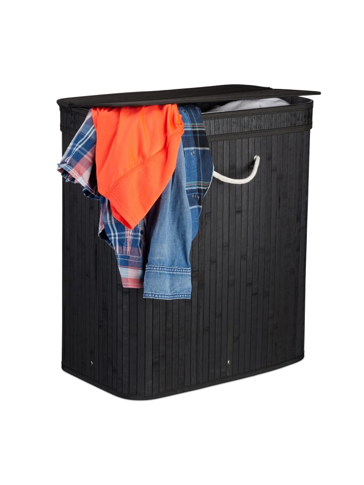 relaxdays Wäschekorb in Schwarz - (B)55 x (H)63 x (T)35 cm günstig kaufen onesize