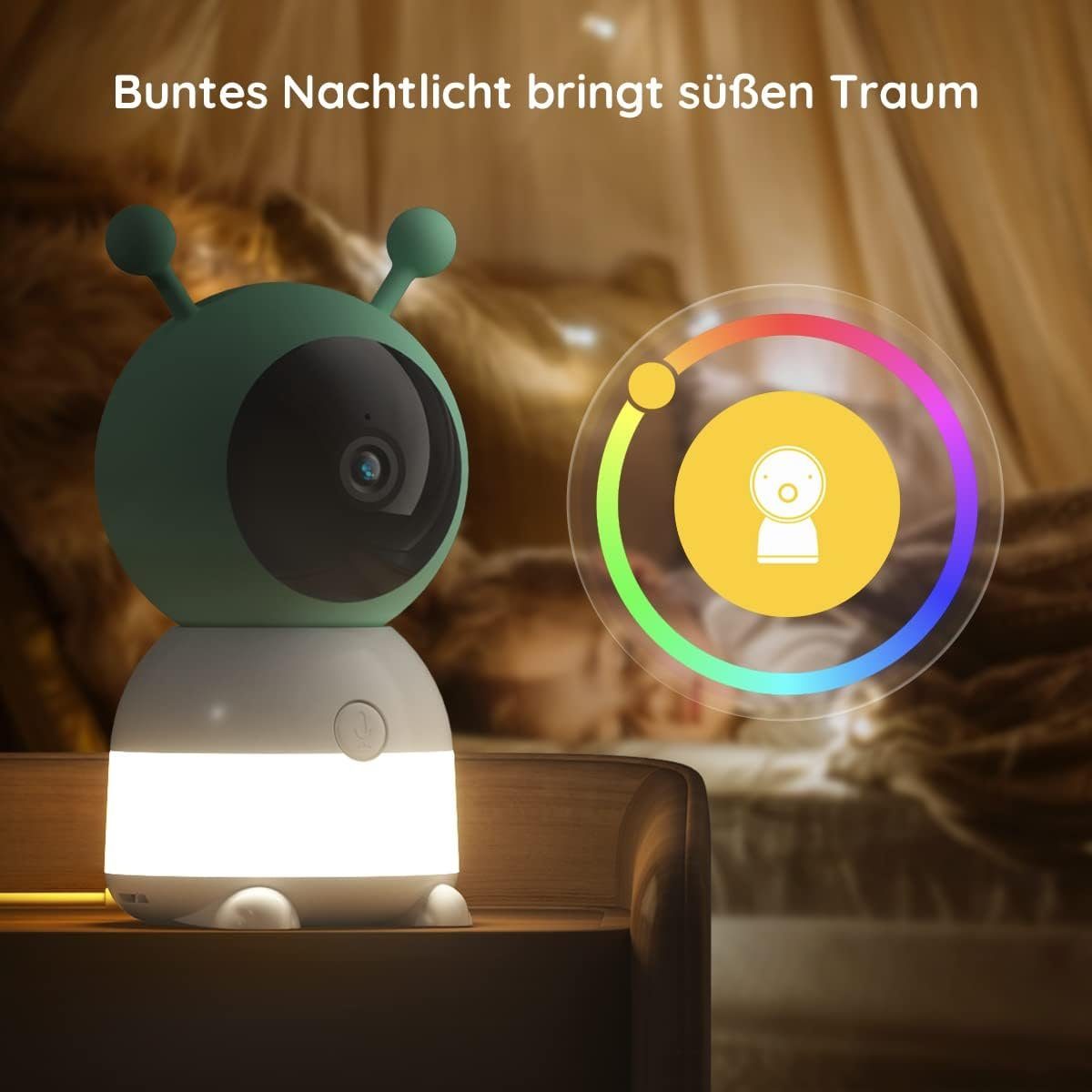 Boifun Babyphone 2K 3MP Video-Babyphone Babyphone mit Kamera 5-Zoll-LCD-Bildschirm, 2K HD-Bild, PT 355°/60°, 4-Fach Zoom, Weinen/Bewegung/Geräuscherkennung, automatische Verfolgung, Temperatur- und Luftfeuchtigkeitsmessung, Baby Monitor Halterung