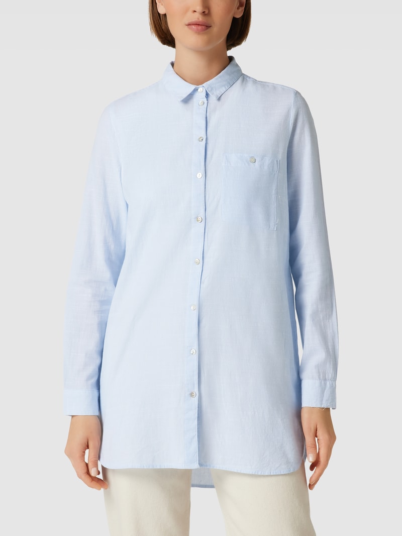 Longbluse mit Kentkragen in blau