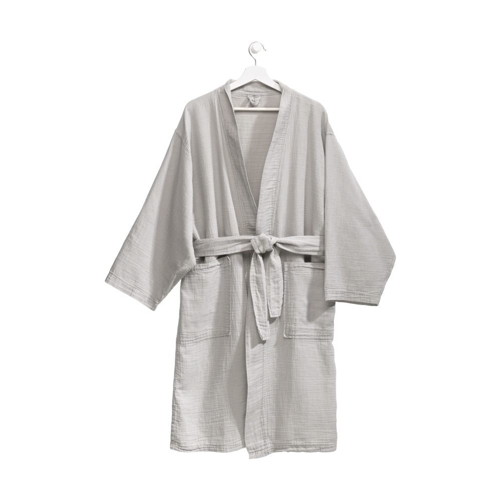 Bademantel Musselin silber