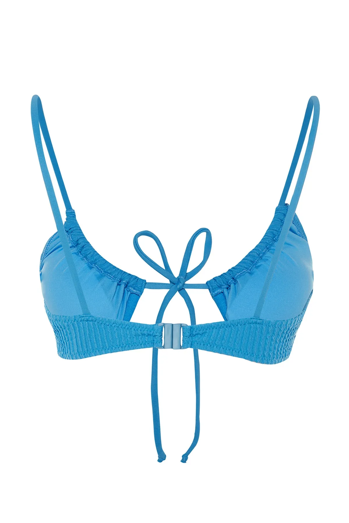 Trendyol Collection  Blaues strukturiertes Bikinioberteil zum Binden mit Bügeln TBESS23BU00274