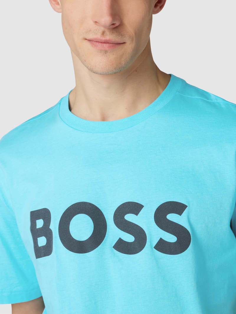 T-Shirt mit Label-Print in türkis