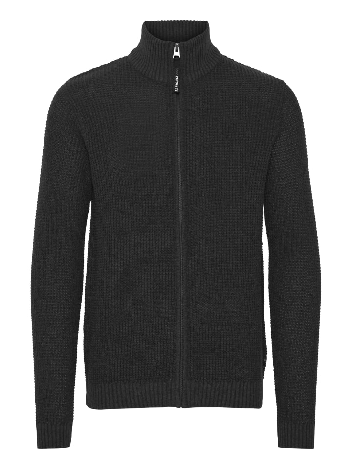 11 Project Strickjacke PRKimmo 21301063-ME  Lässige Strickjacke mit Perlfang in Schwarz günstig kaufen