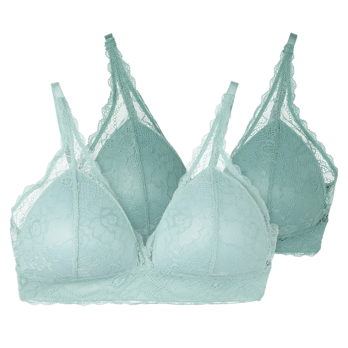 2 Damen Bralette-BHs mit Spitze