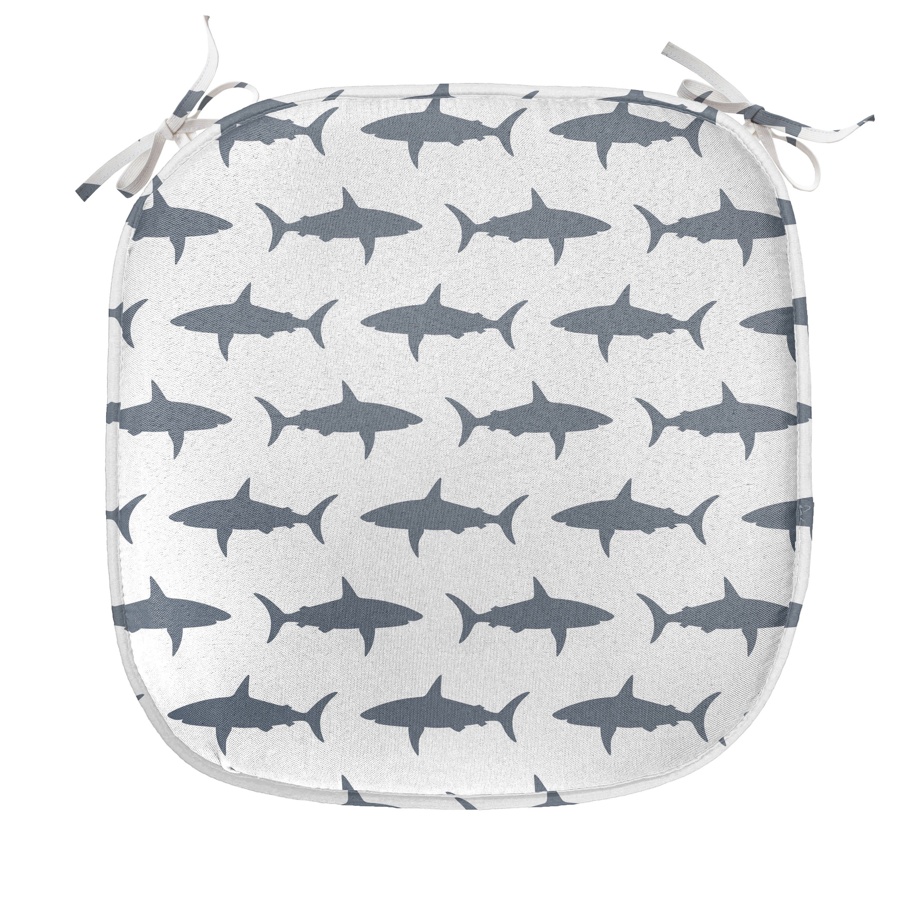 Abakuhaus Stuhlkissen Dekoratives wasserfestes Kissen mit Riemen für Küchensitze, Hai Schwimmen Wilde Fische