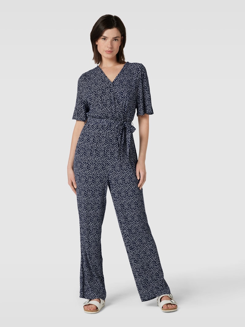 Jumpsuit aus reiner Viskose mit Bindegürtel Modell 'Marrakech' in marineblau
