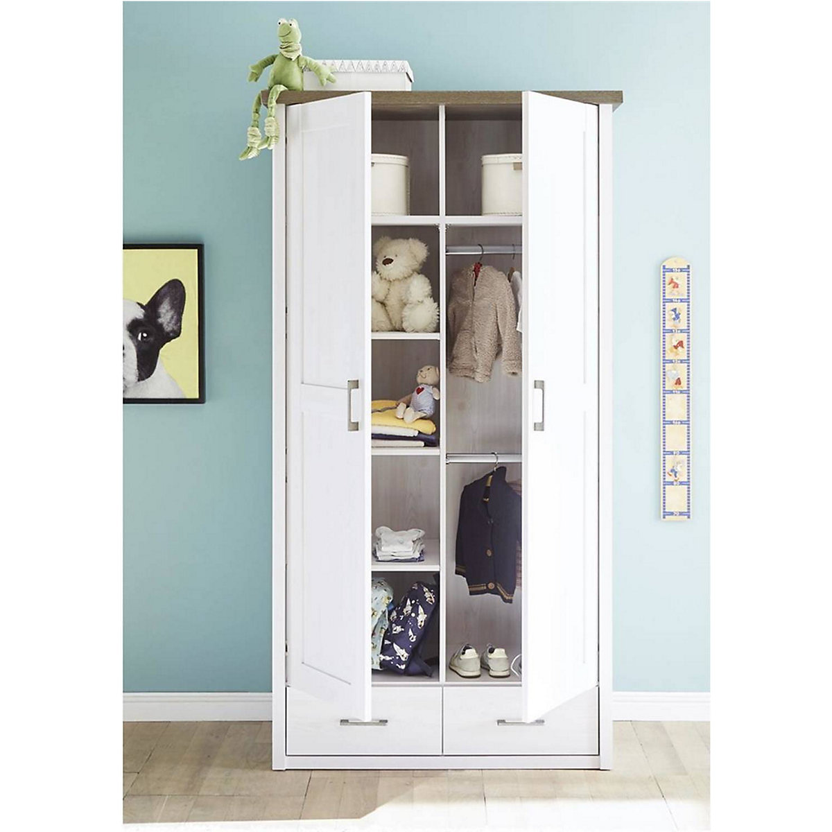 Babymöbel Komplettset LUND-78 in Pinie weiß Nb./Trüffel Eiche Nb., Landhaus Design