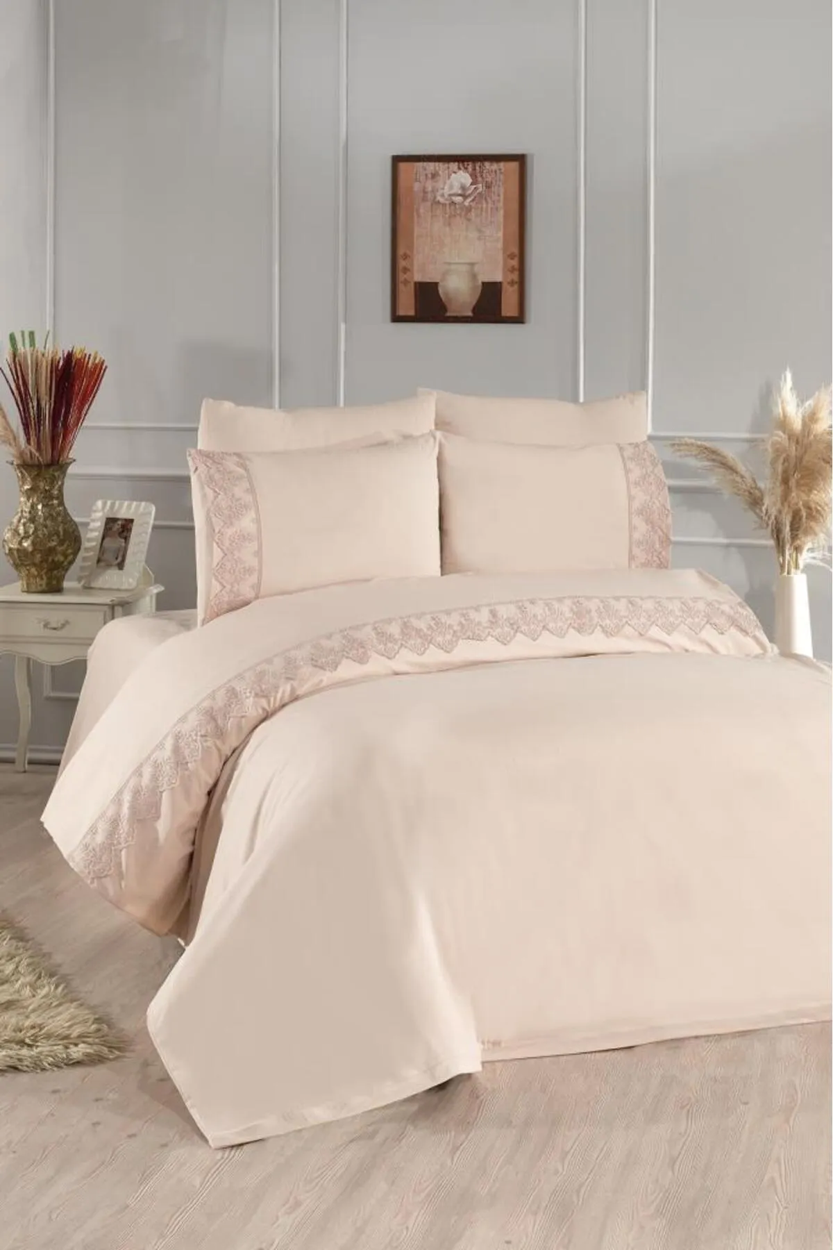 Çeyiz Diyarı  Bettwäsche Doppelbett - Braun - Gestreift