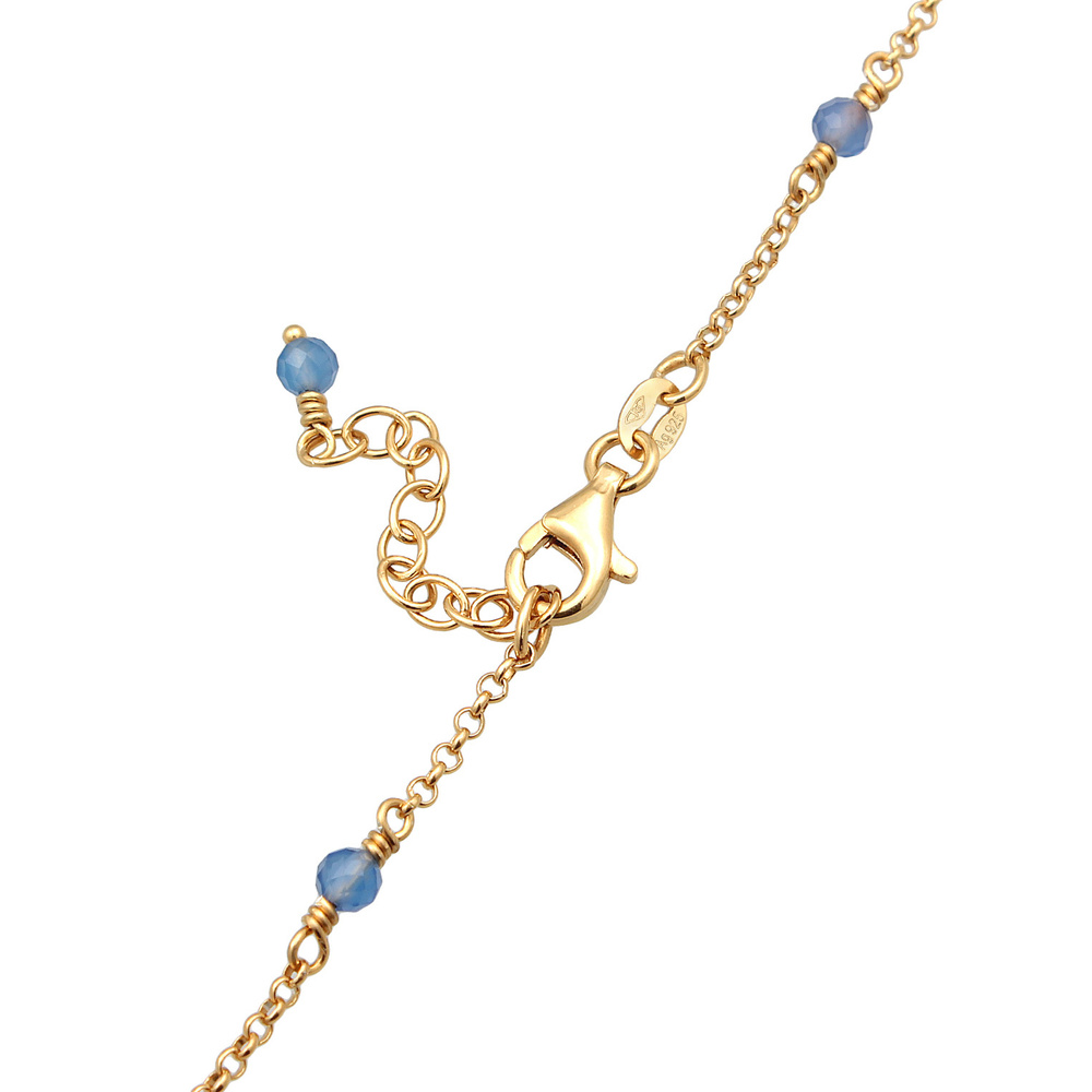 Elli Elli Collier Femmes Tendance filigrane avec des perles d'agate bleu en argent ste collier