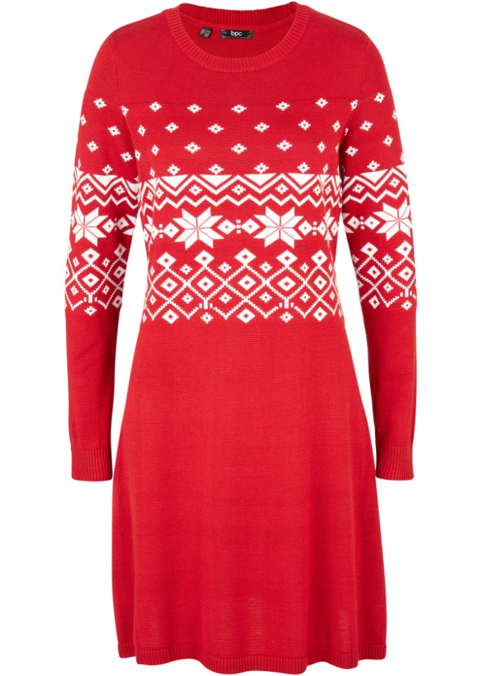 Ausgestelltes Strickkleid mit Norwegermuster