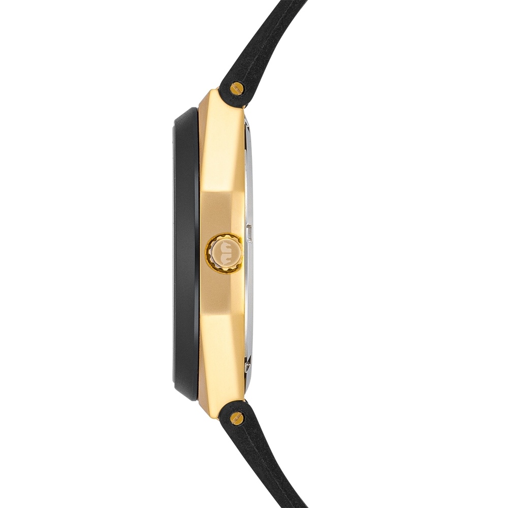 Rhodenwald & Söhne Montre à quartz Cooledge en Or jaune Cuir véritable/silicone en Noir Montre