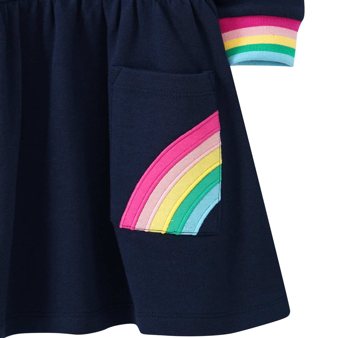 Mädchen Sweatkleid mit bunten Bündchen