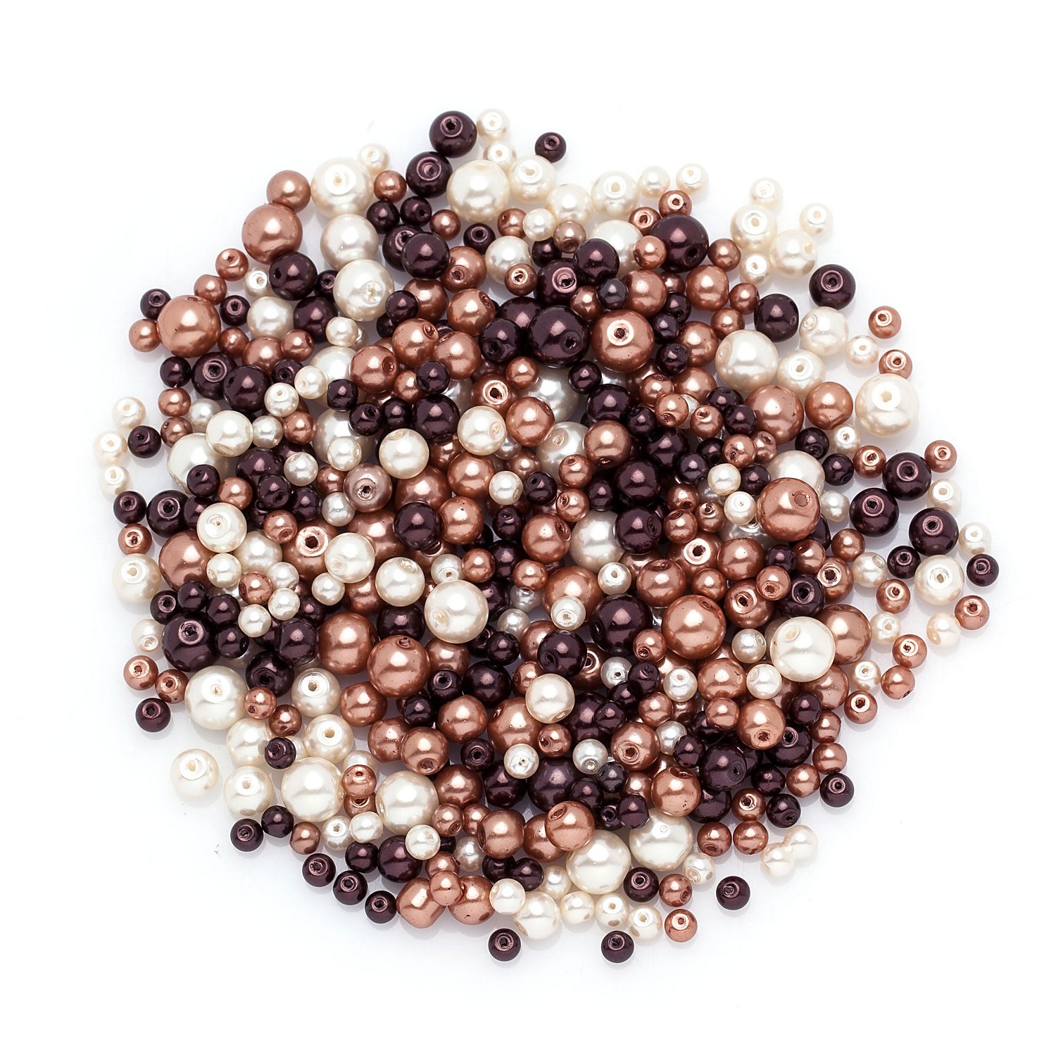 Glaswachsperlen, Brauntöne, 4–8 mm Ø, 100 g