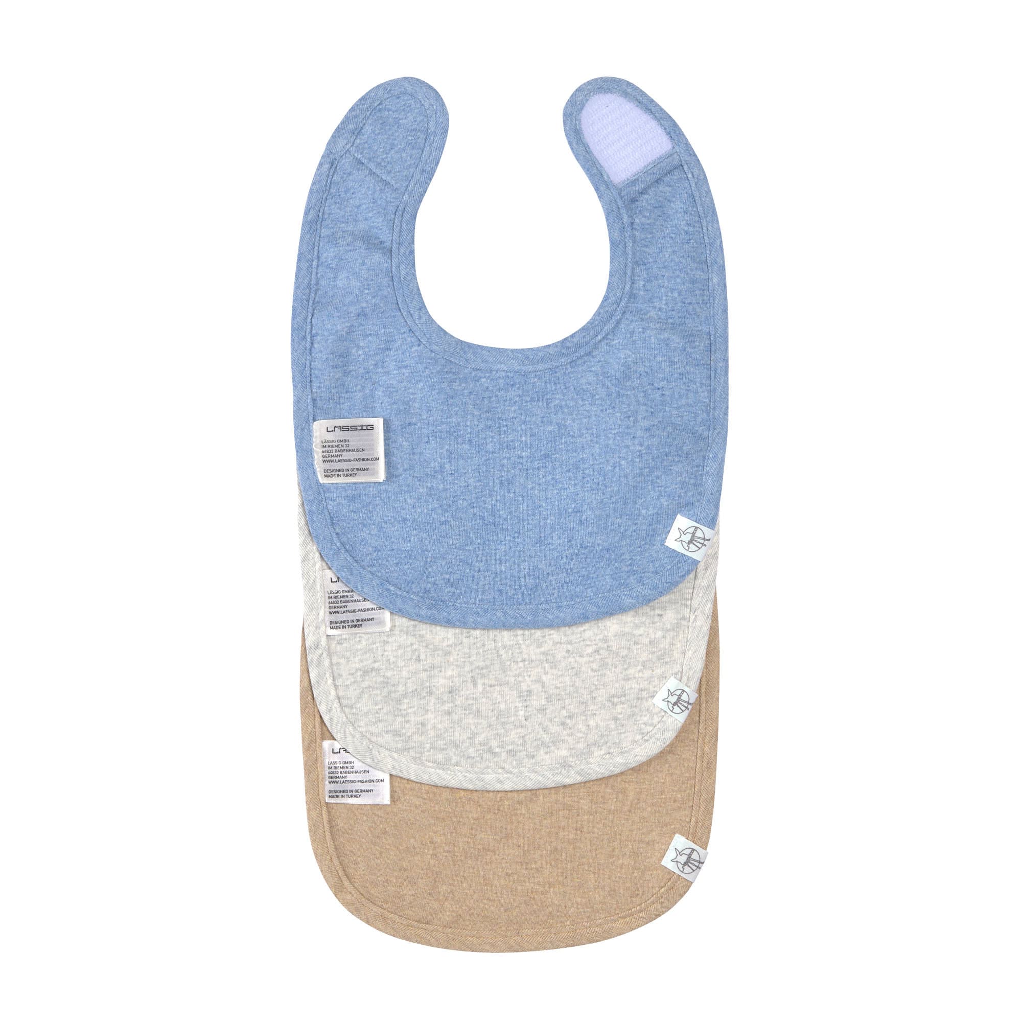 Spucklätzchen 3er Set - Baumwolle (bio), Blau Hellgrau Beige