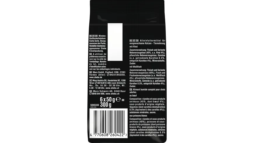 SHEBA® Fresh Cuisine Taste of Paris mit Rind und mit Weißfisch Portionsbeutel 300 g