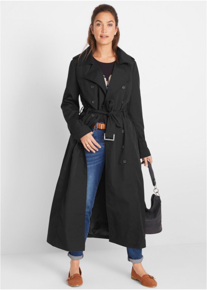 Long-Trenchcoat mit Taillengürtel