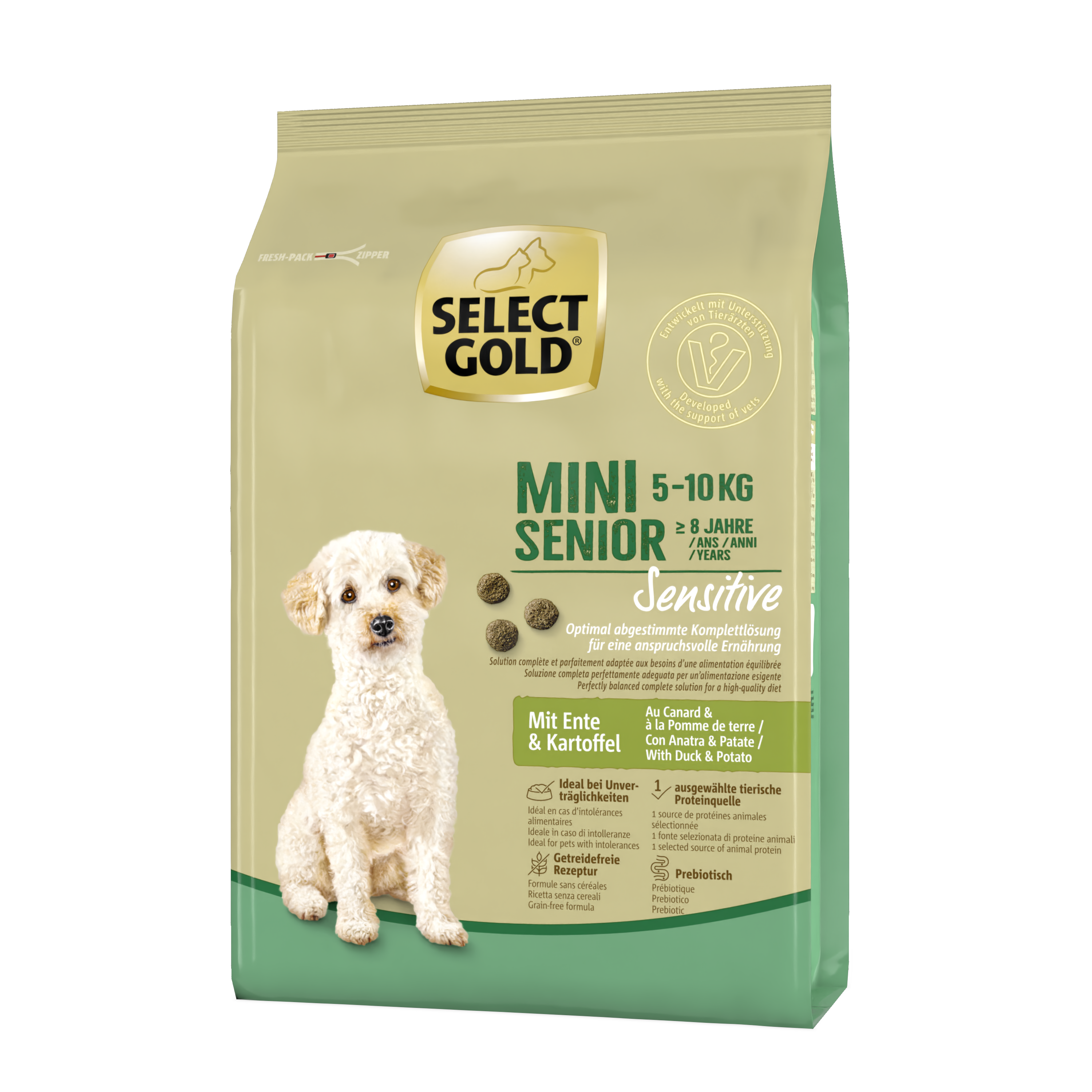 SELECT GOLD Hundetrockenfutter SELECT GOLD Sensitive Mini Senior Ente & Kartoffel 1 kg