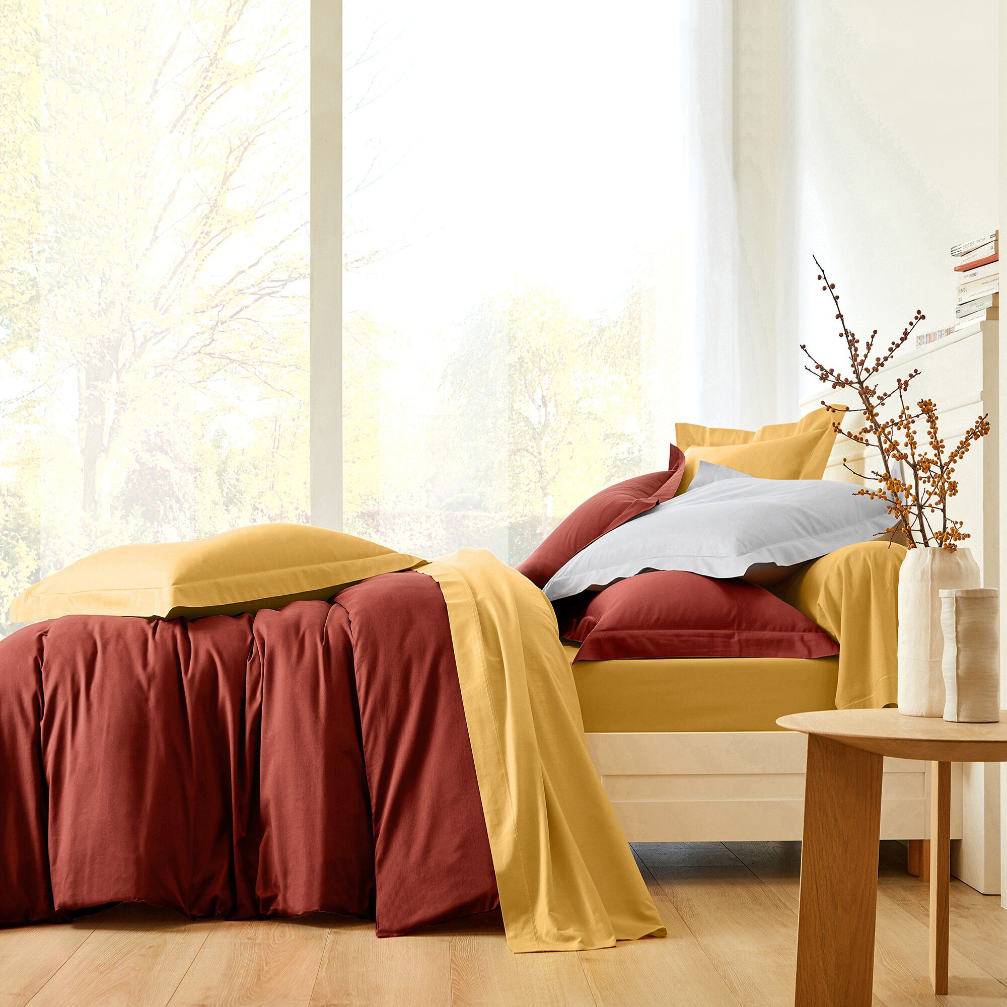 Linge de lit uni polyester-coton Colombine