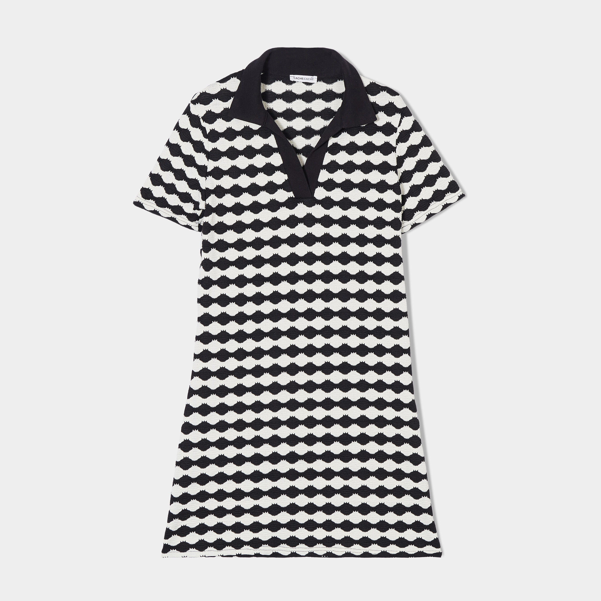 Robe droite col polo noir femme | Cache Cache