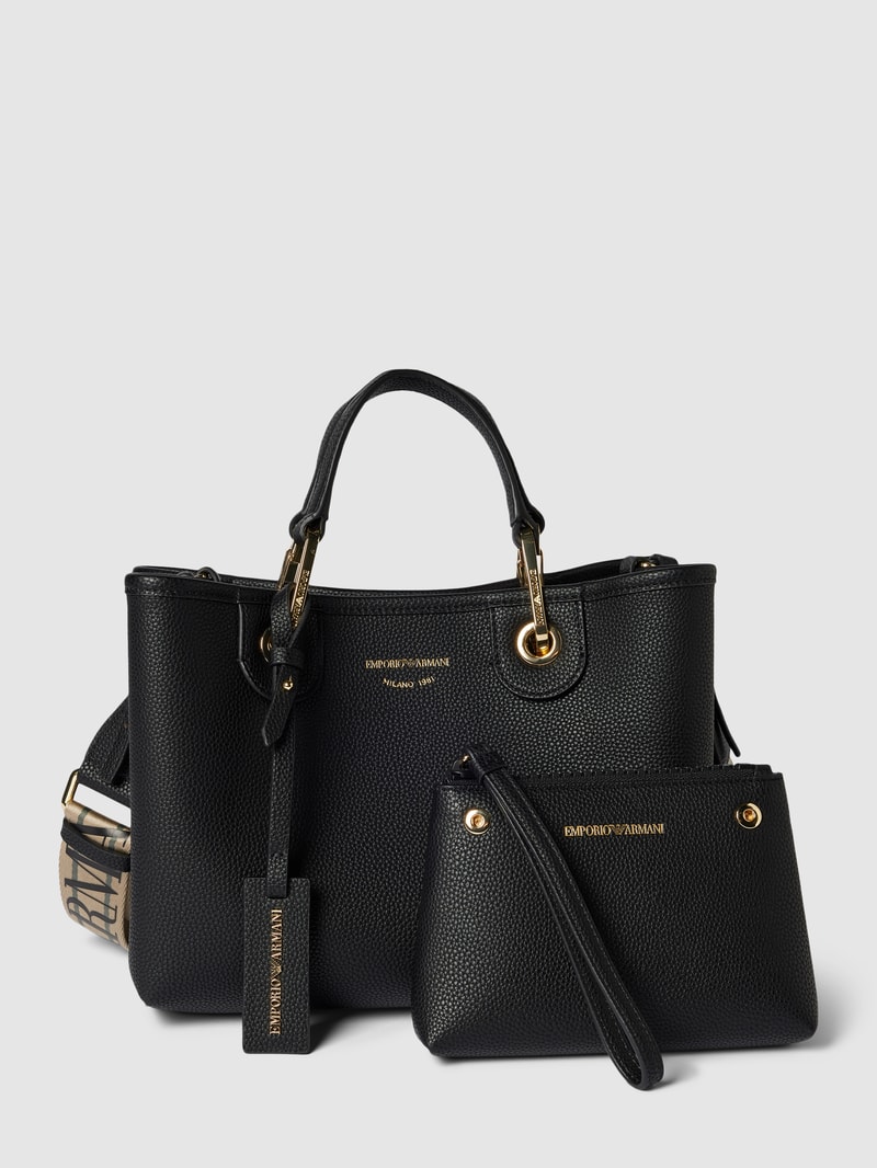 Shopper mit Label-Detail in schwarz