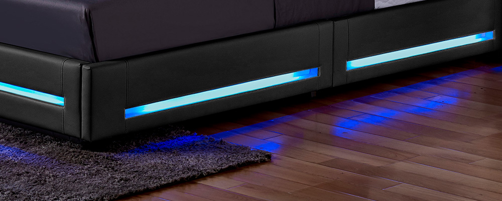 Home Deluxe LED Bett ASTEROID Dunkelgrau - 140 x 200 cm