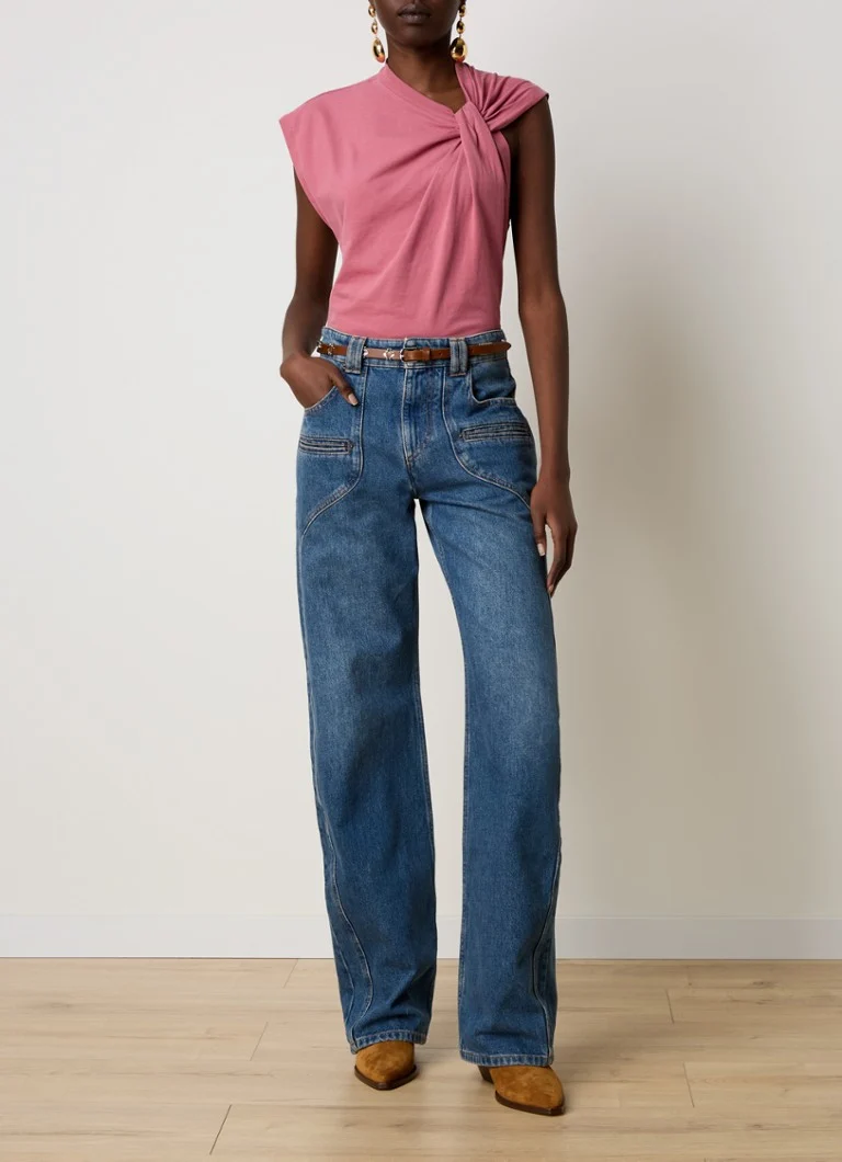 T-shirt Isabel Marant Nayda in cotone biologico con scollo asimmetrico