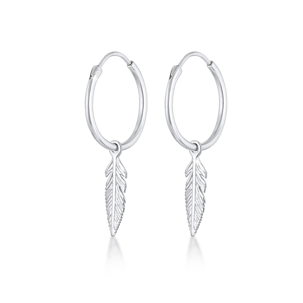 Elli Elli Boucles d'Oreilles Créoles Pendentifs de Plumes Boho Look Festival Trend Bou Boucles d'oreilles