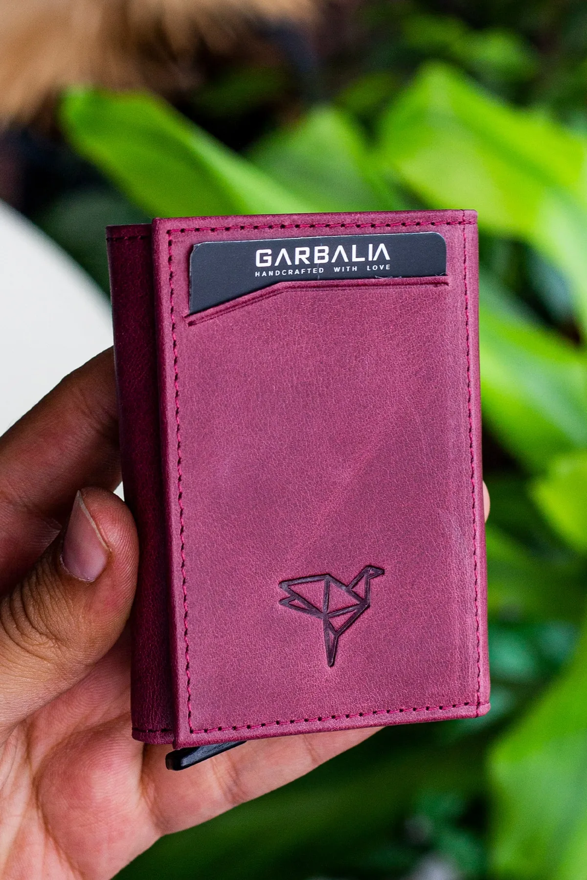 Garbalia  Bryant Crazy Leather Mechanism Claret Red Kartenetui-Geldbörse