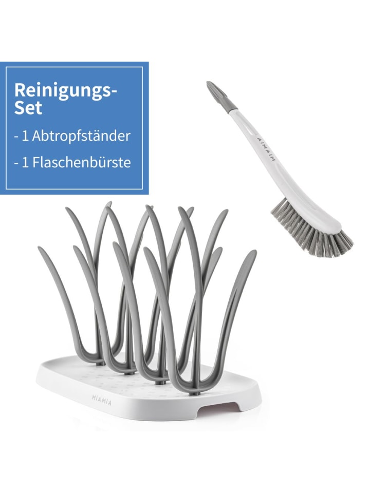 MiaMia 2-tlg. Reinigungsset für Babyflaschen - Abtropfgestell in grau,weiss günstig kaufen onesize