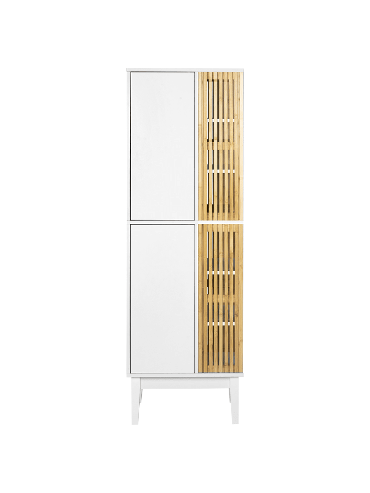 Beliani Badezimmerschrank NUBES in Weiß/Heller Holzfarbton günstig kaufen onesize