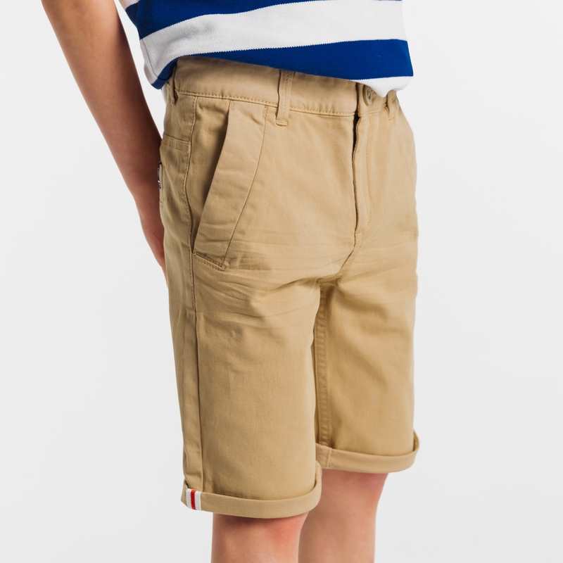Bermuda slim en toile unie beige garçon