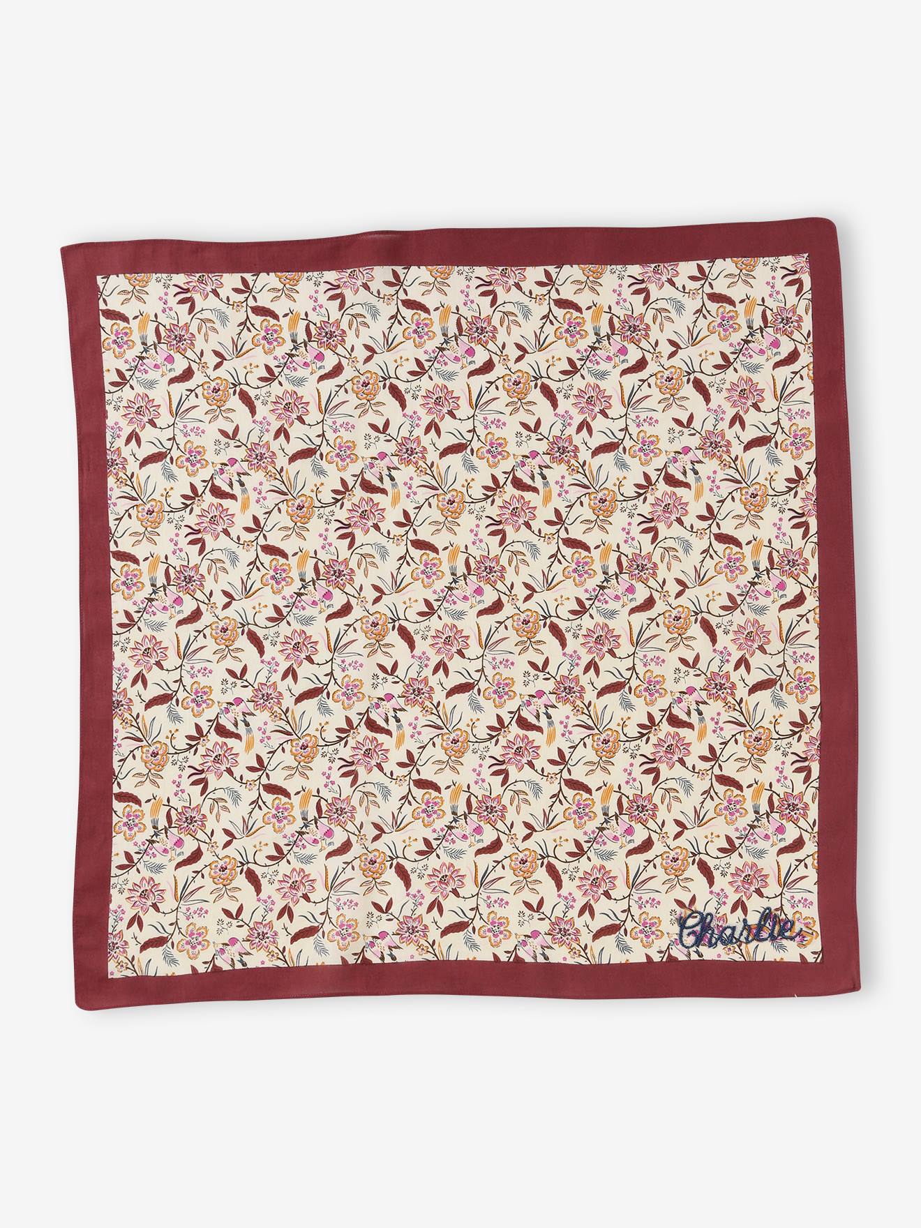 Foulard fleuri personnalisable fille mauve